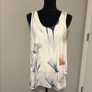 Floral Sleeveless Women's Top - White and Blue